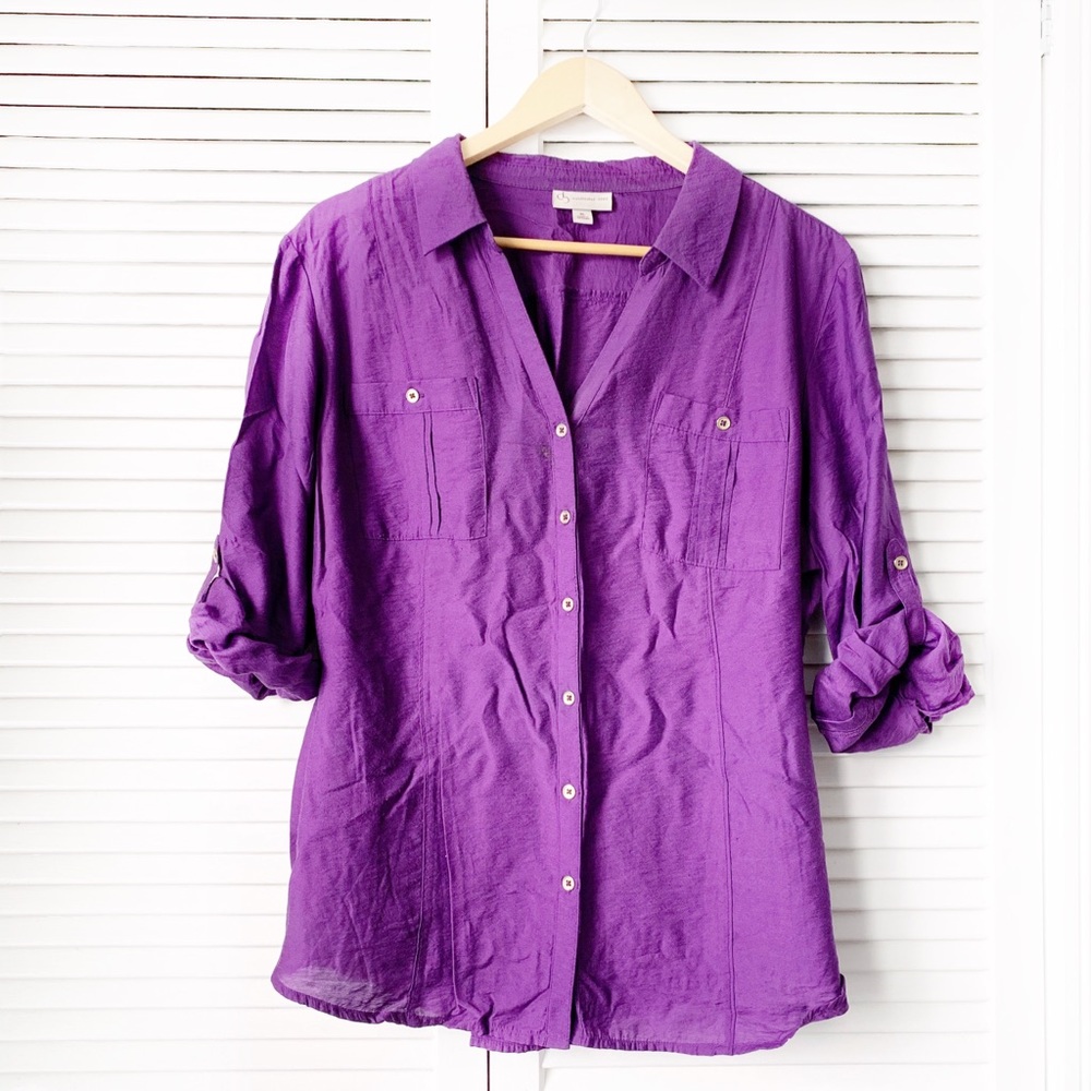 CDC Purple Roll-Tab Button Down Shirt